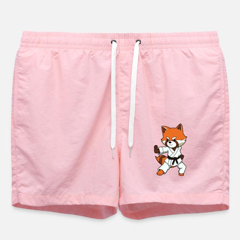 Comic red panda makes karate - Swim Trunks - pink