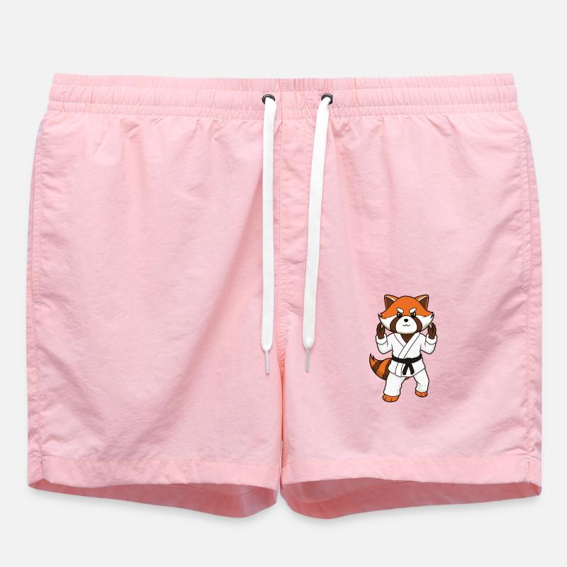 Comic red panda makes judo - Swim Trunks - pink