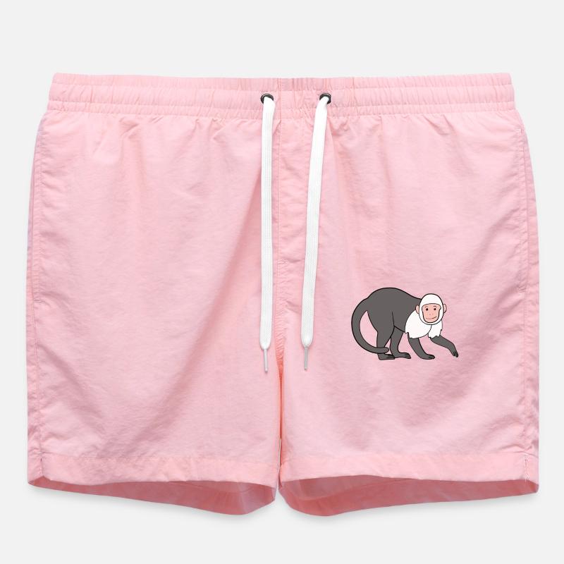 Capuchin Monkey Monkey - Swim Trunks - pink