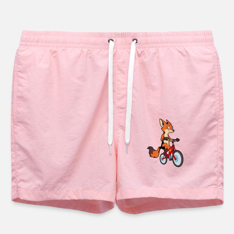 Comic Fuchs rides a bicycle - Swim Trunks - pink