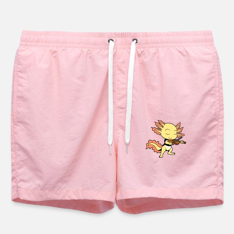Comic Axolotl plays violin - Swim Trunks - pink