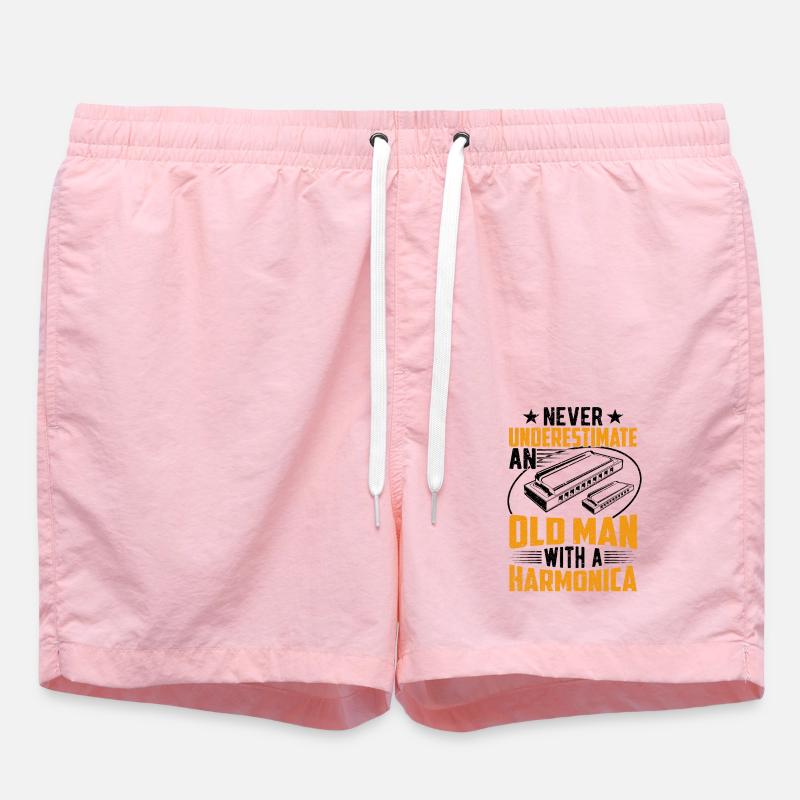 Old Man With A Harmonica - Swim Trunks - pink