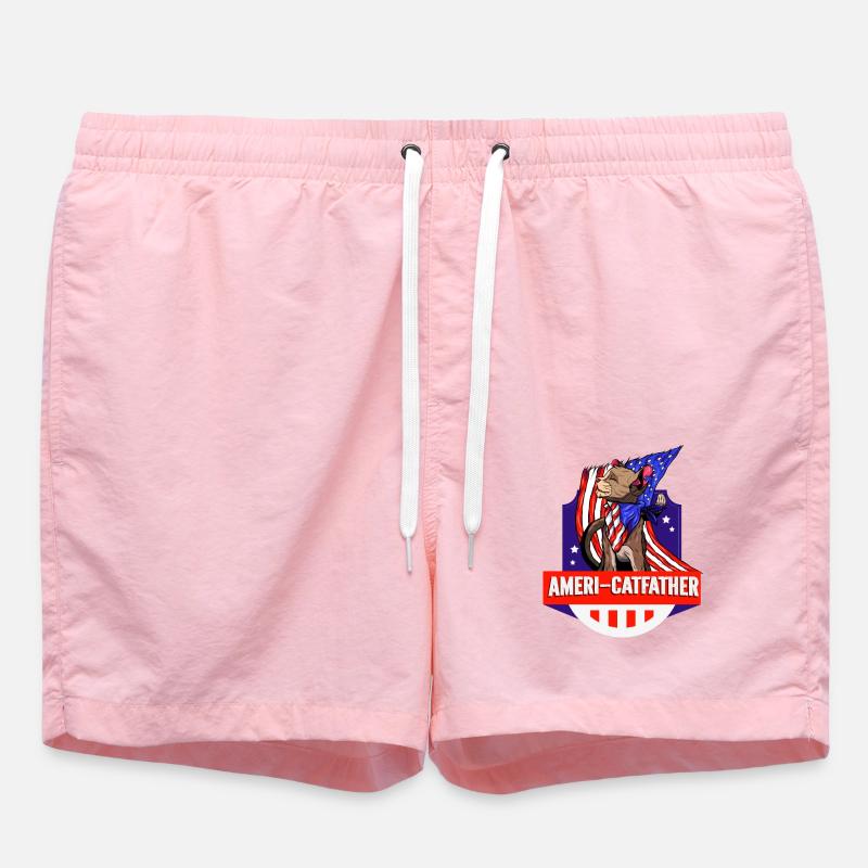 Ameri-catfather July 4 Independence Day - Swim Trunks - pink