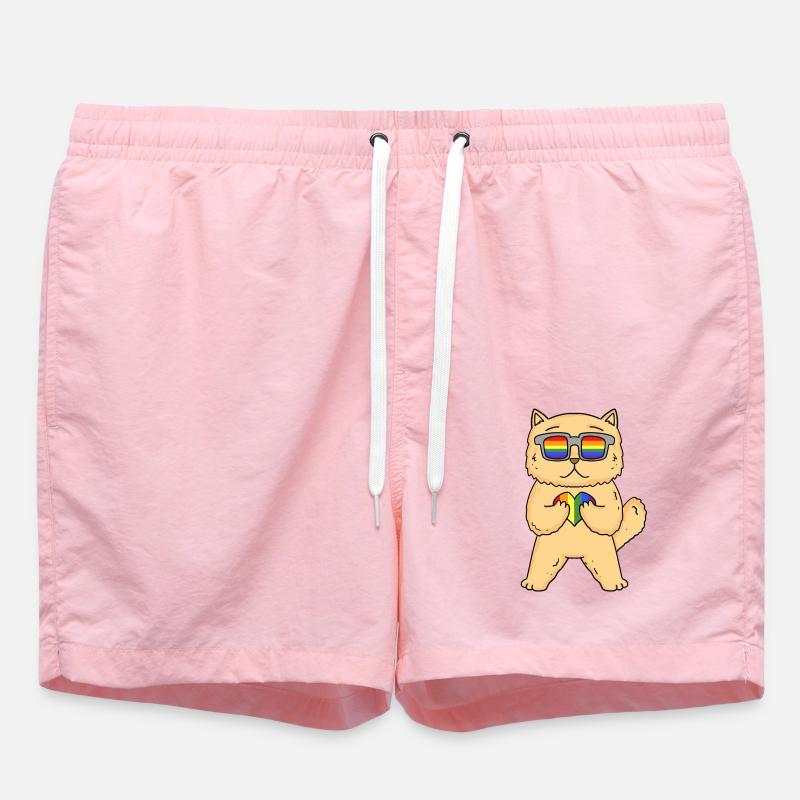 CHAT LGBT Chat Persan Arc-en-ciel - Short de bain - rose