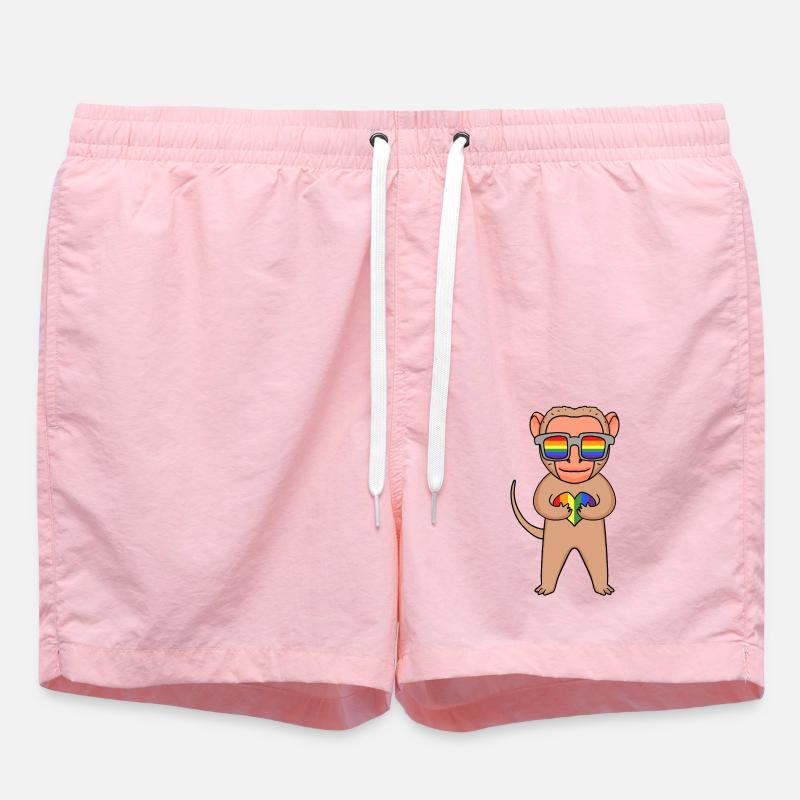 LGBT Animal Singe Macaques Arc-en-ciel - Short de bain - rose