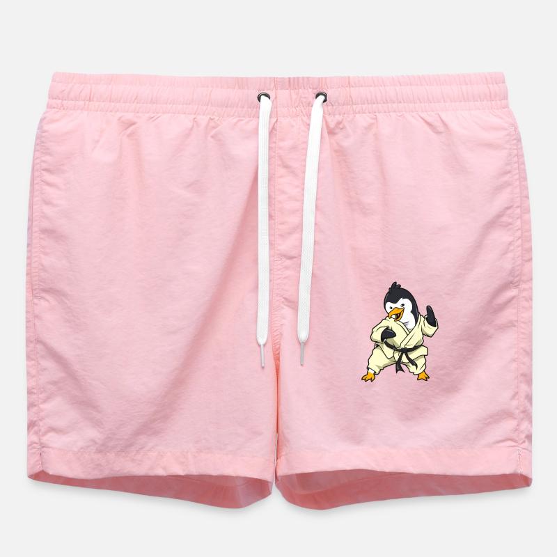 Comic Penguin does karate - Swim Trunks - pink
