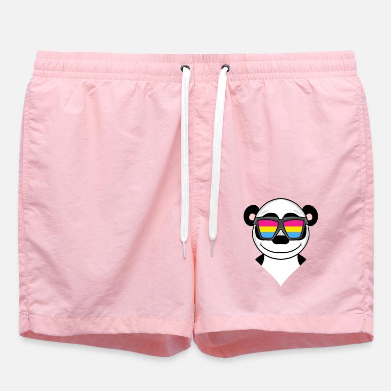 Pansexual Panda - Panda with glasses - Swim Trunks - pink
