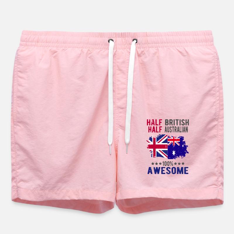 Half British Half Australian - Swim Trunks - pink