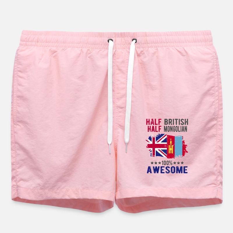 Half British Half Mongol - Swim Trunks - pink