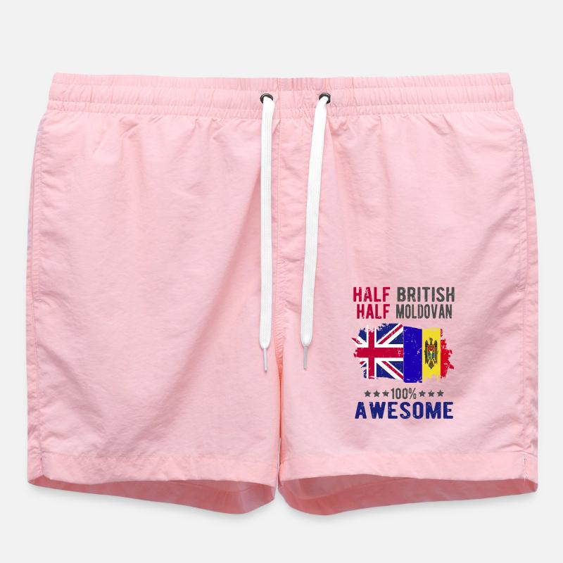 Half British Half Moldovan - Swim Trunks - pink