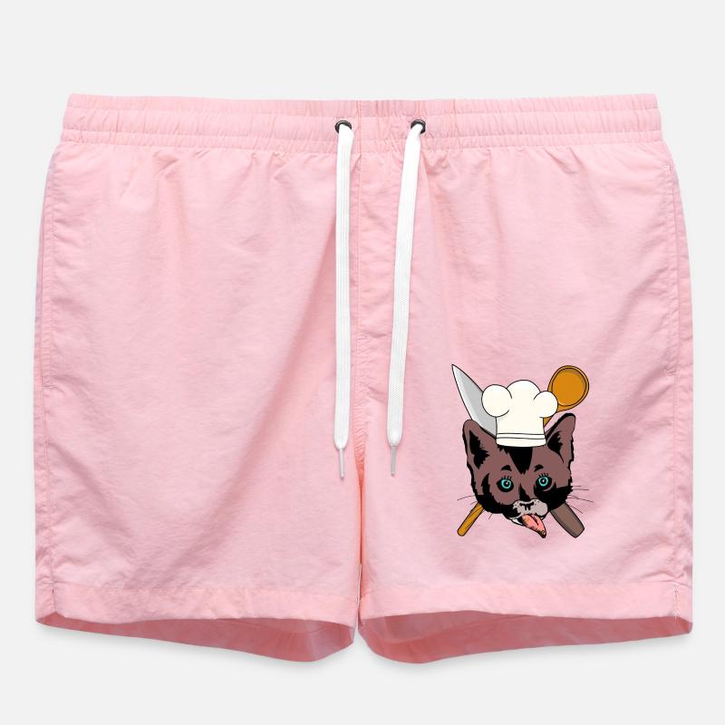 Cats Kitchen Cook Cooking Spoon Kitchen Knives Professions - Swim Trunks - pink