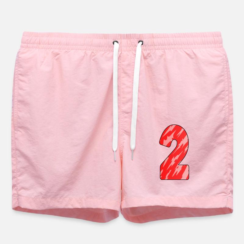 Number 2 Red Pattern - Swim Trunks - pink