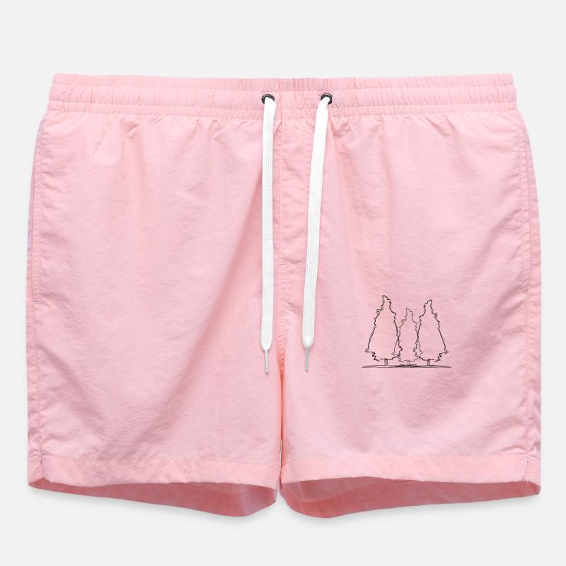 Tree Forest Lineart - Swim Trunks - pink