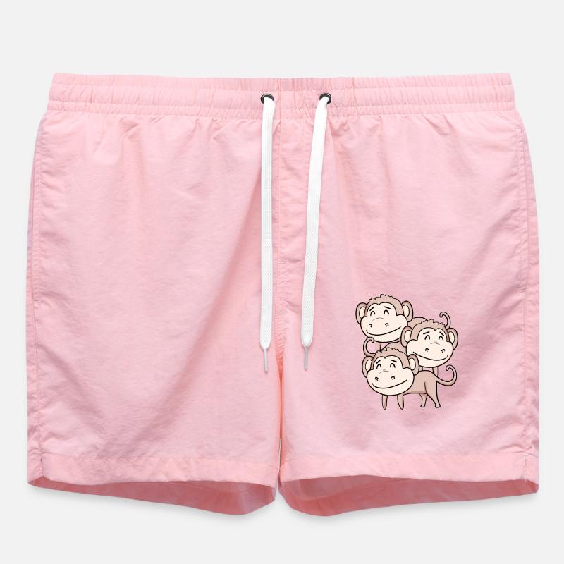 Cute Monkeys - Monkey - Swim Trunks - pink