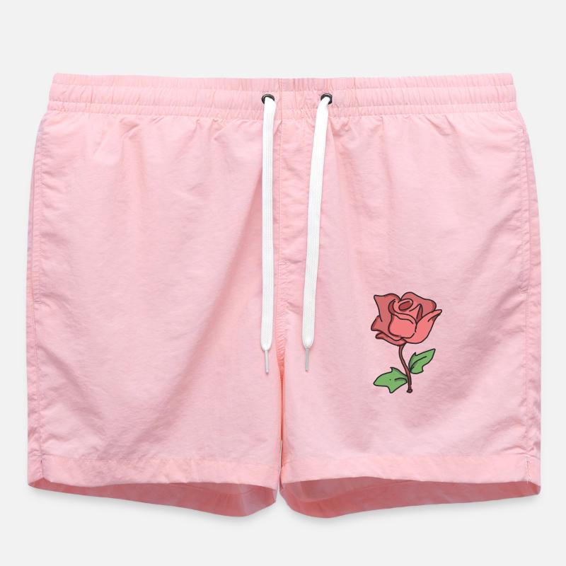 Rose Rote Rose Handgezeichnet - Badeshorts - Pink