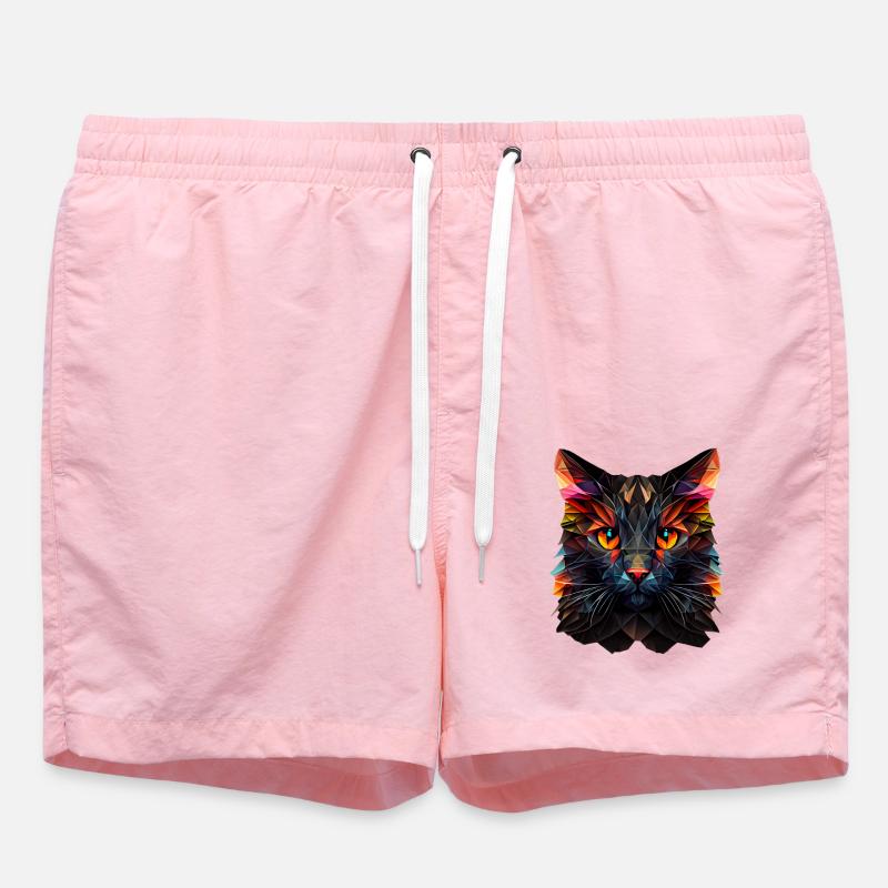 Katze Katzen Kätzchen Polygon Katze - Badeshorts - Pink