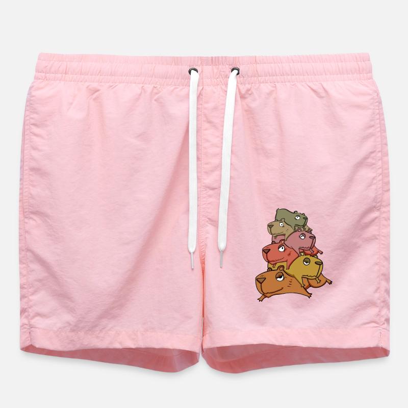 Capybara pile capybara - Swim Trunks - pink