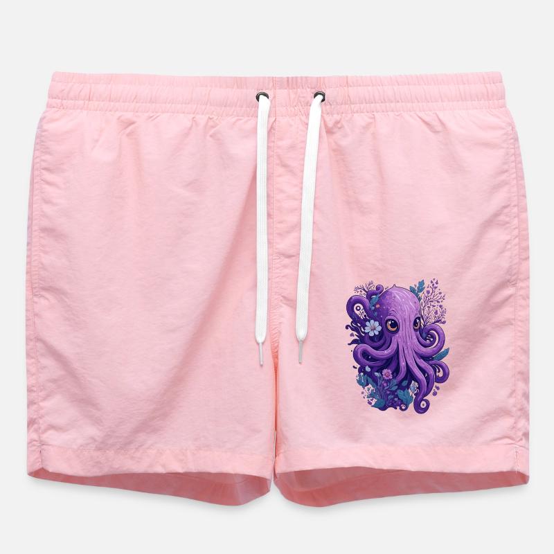 Calmar Octopus Fleurs Floral - Short de bain - rose