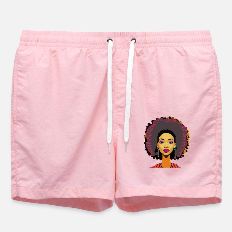 Dame à l’afro - Short de bain - rose