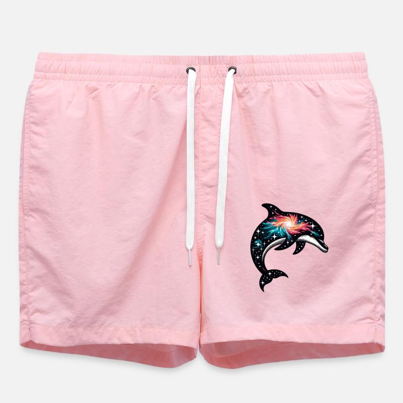 Dolphin Space Galaxy Universe - Swim Trunks - pink