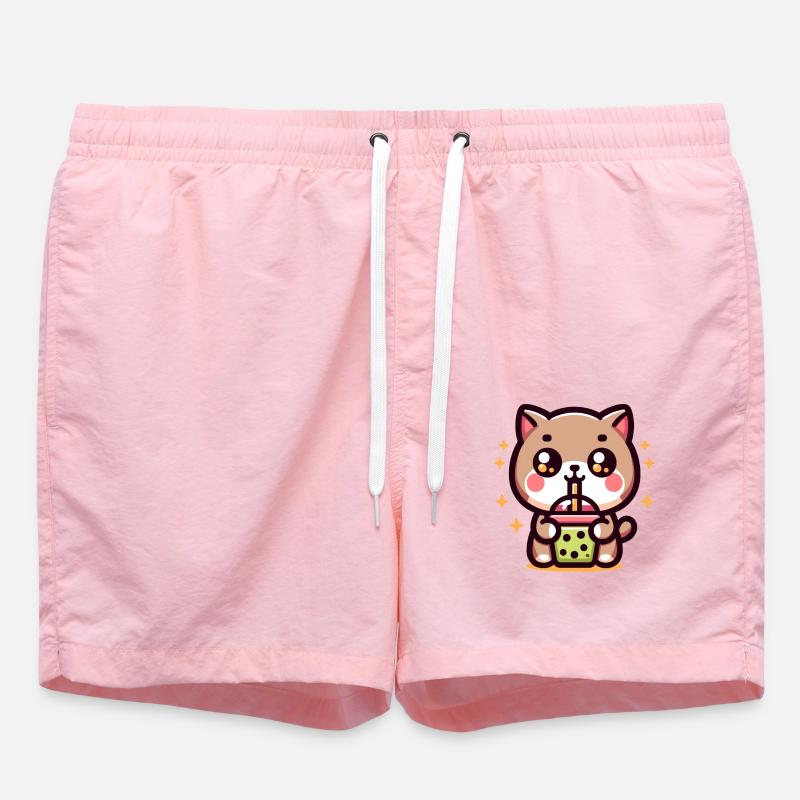Chat Bubble Tea Boba Kawaii - Short de bain - rose