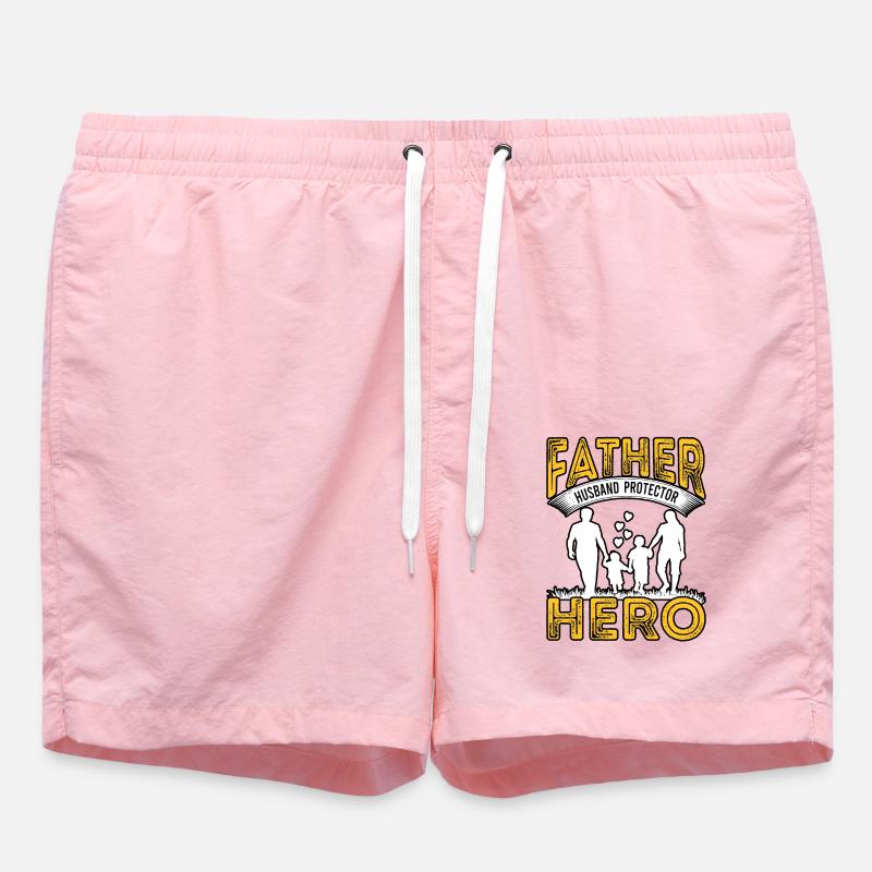 Father Husband Protector Hero - Swim Trunks - pink