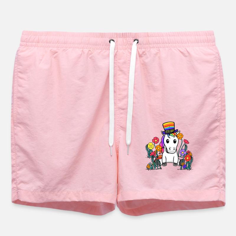 LGBT Einhorn Pferd Einhörner Regenbogen Blume - Badeshorts - Pink