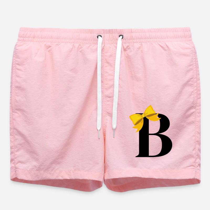 Lettre b nœud jaune - Short de bain - rose