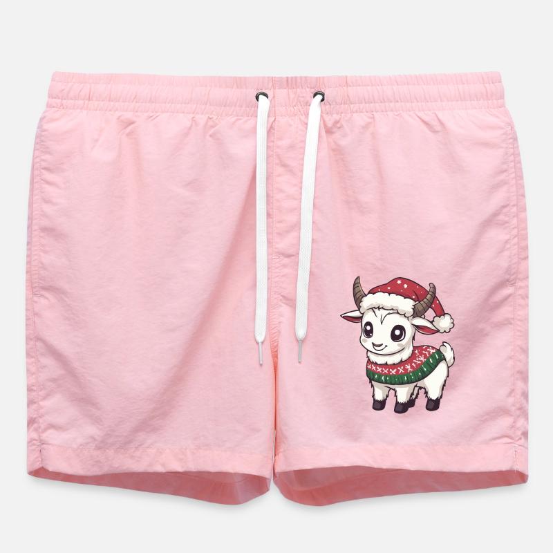 Mountain Goat Christmas Comic - Swim Trunks - pink