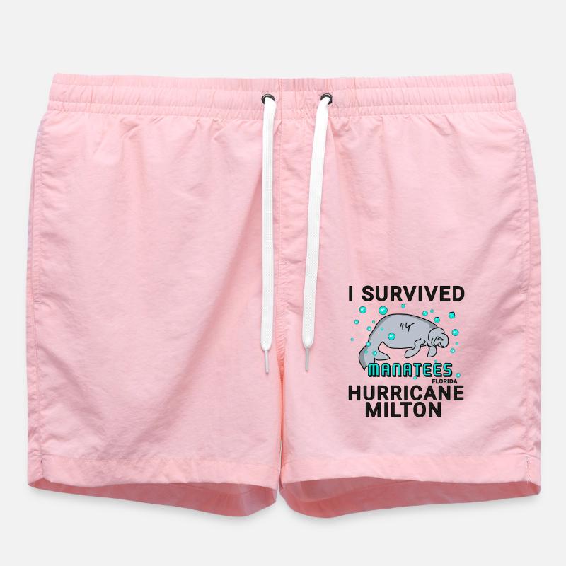 I survived Hurricane Milton Manatee - Swim Trunks - pink
