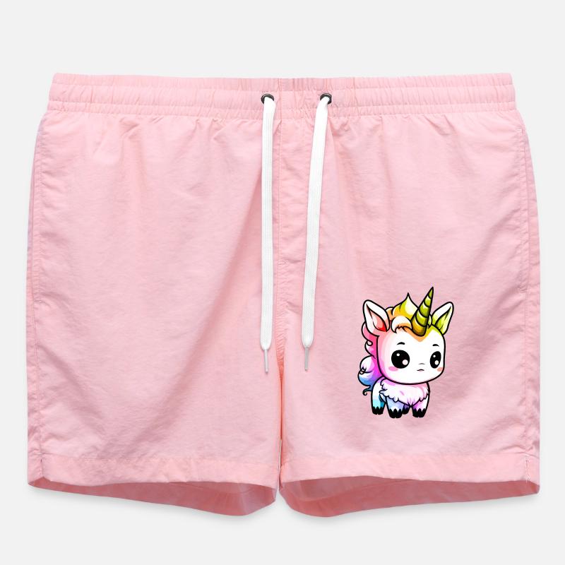 Einhorn Winter Tier Bunt Comic - Badeshorts - Pink