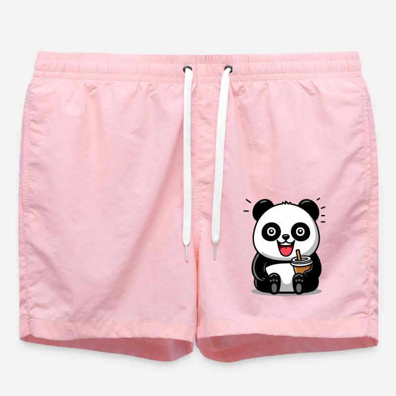 Panda mignon avec boisson - Short de bain - rose