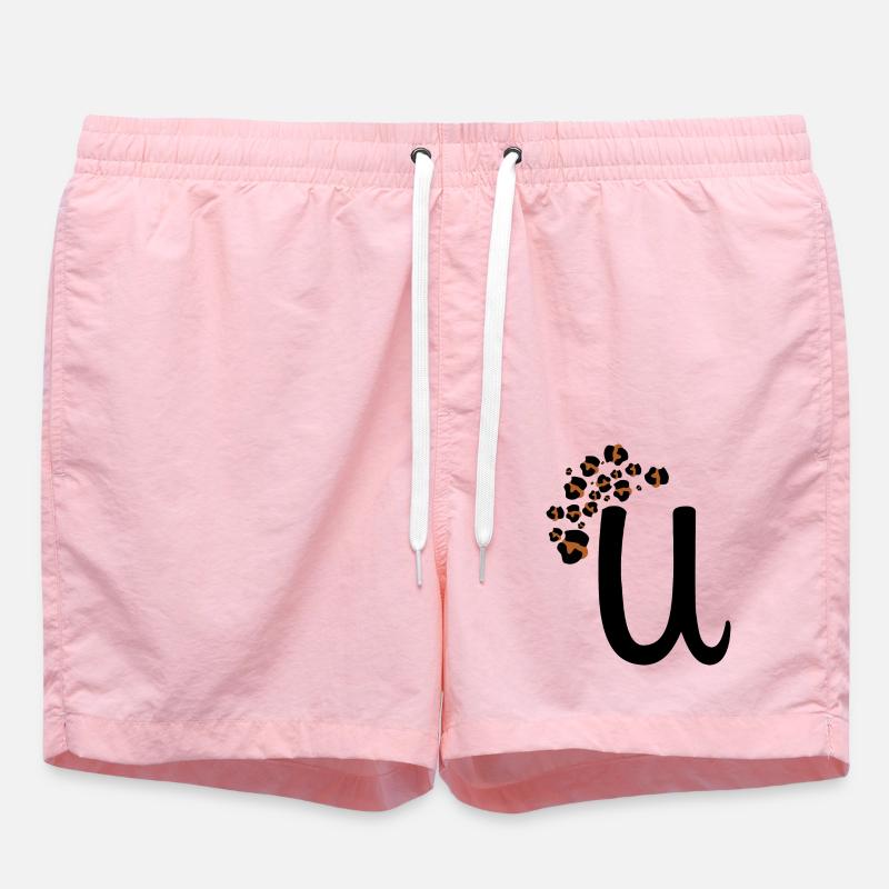 Lettre u motifs léopard - Short de bain - rose