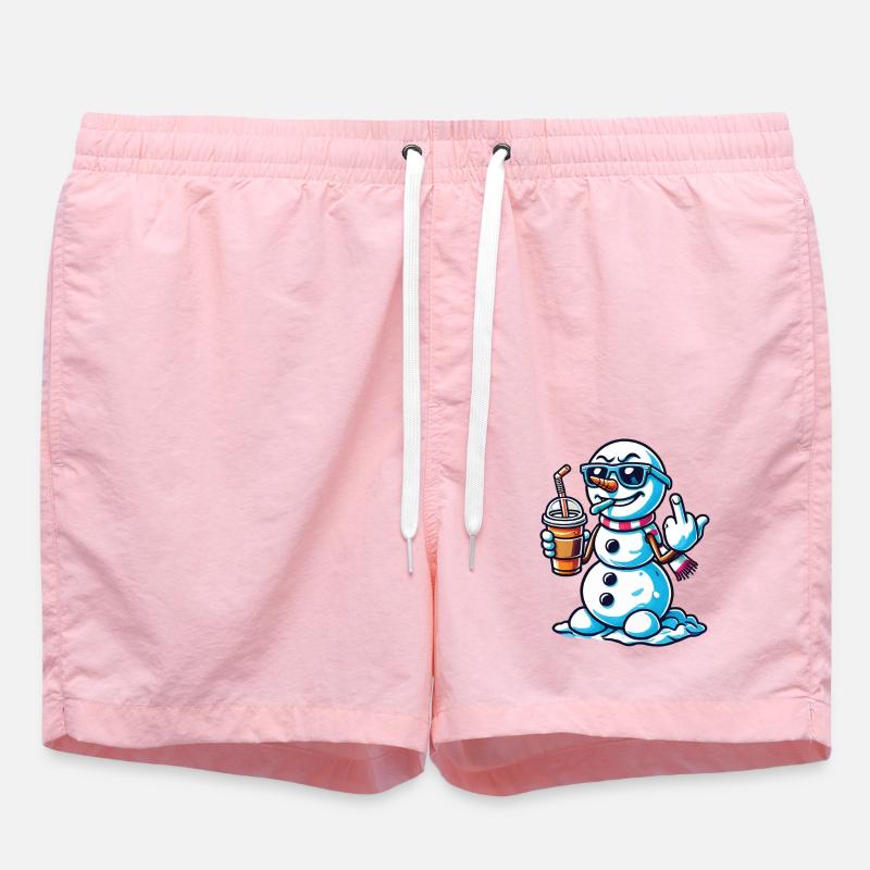 Cooler Schneemann Mit Mittelfinger Statement - Badeshorts - Pink