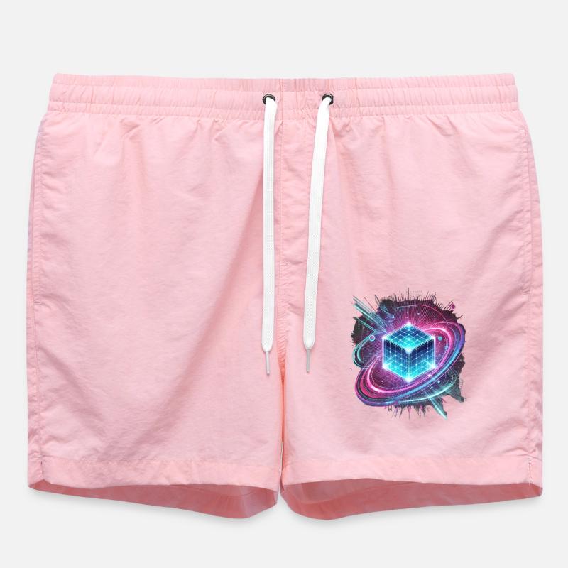 Futuristic Hologram Design – Glowing Cube - Swim Trunks - pink
