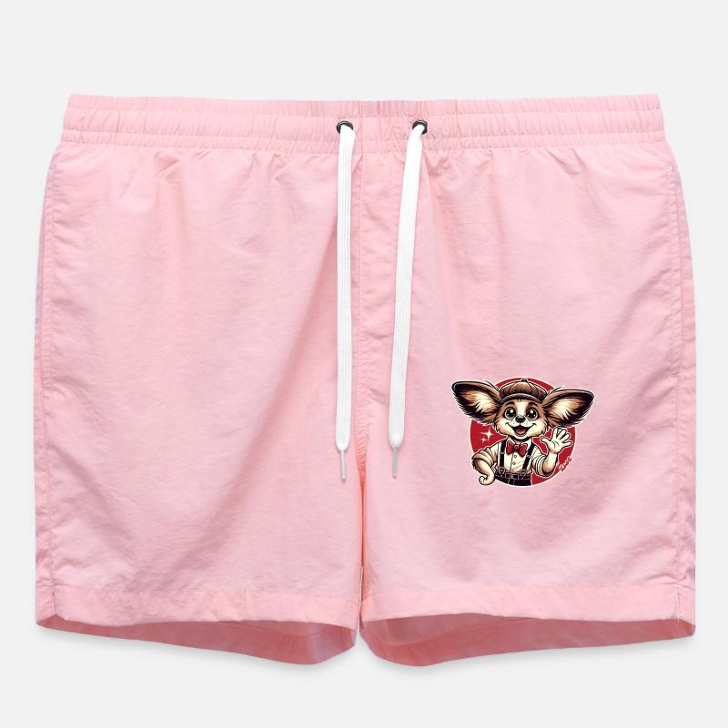 Drôle Rétro Papillon Chien - Short de bain - rose