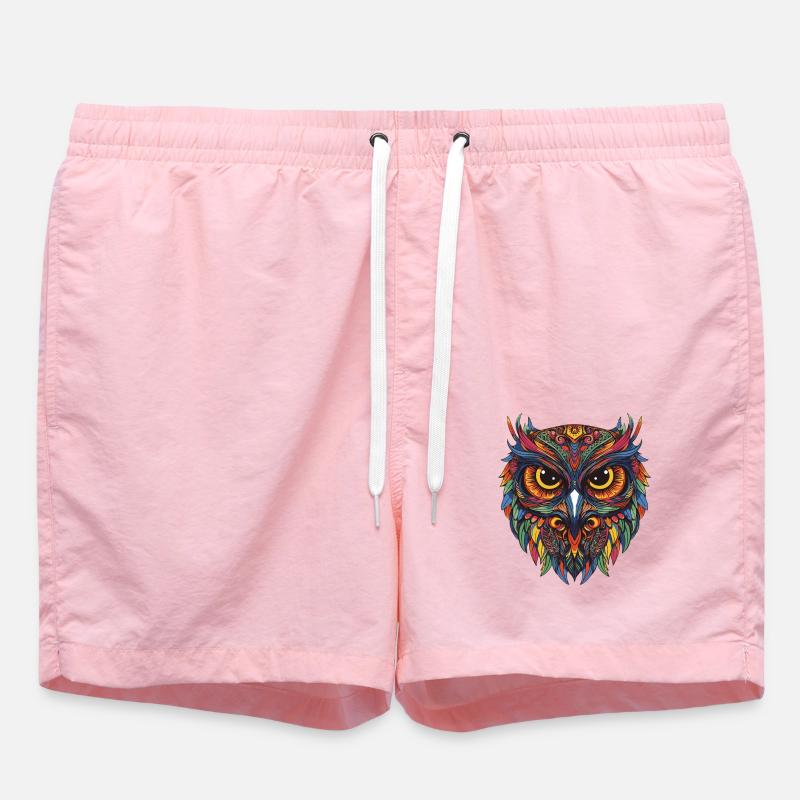 Eule Portrait - Badeshorts - Pink