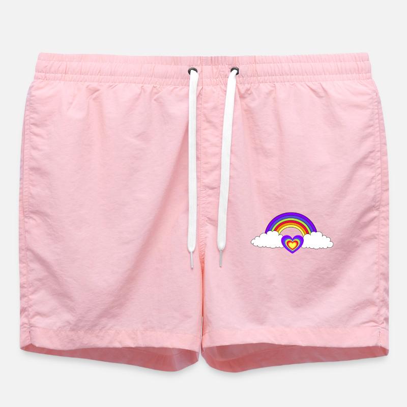 Regenbogen Herz Herzen Liebe Valentin - Badeshorts - Pink