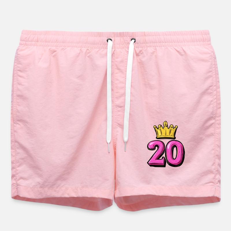 20 Number Crown - Swim Trunks - pink