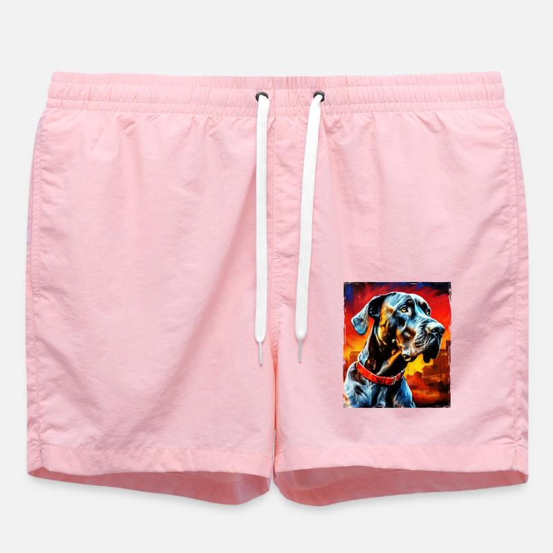 Great Dane Dog Portrait - Swim Trunks - pink