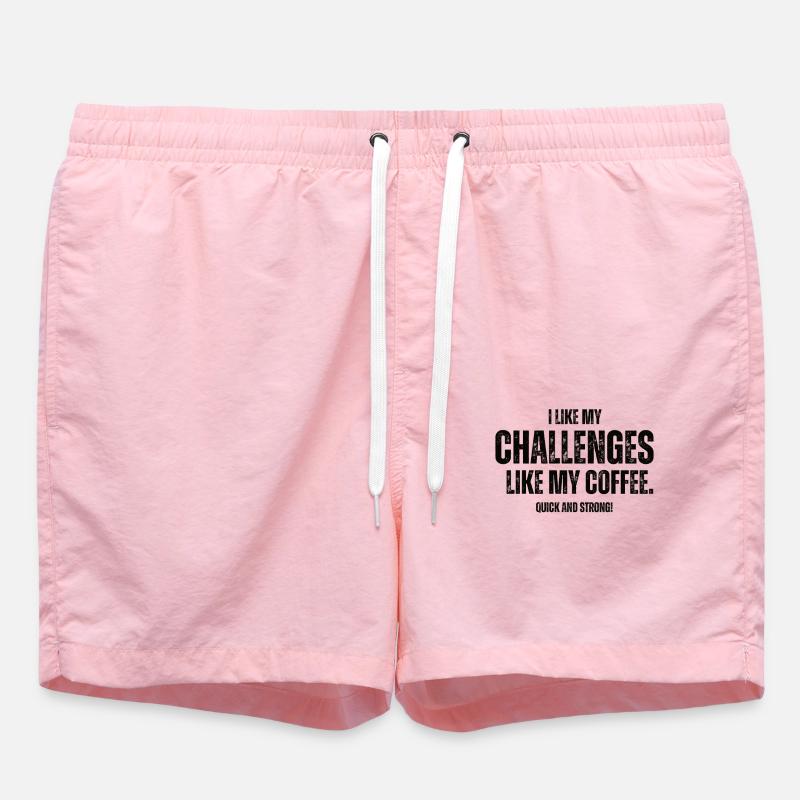 Challenges Like My Coffee Boulderer - Swim Trunks - pink