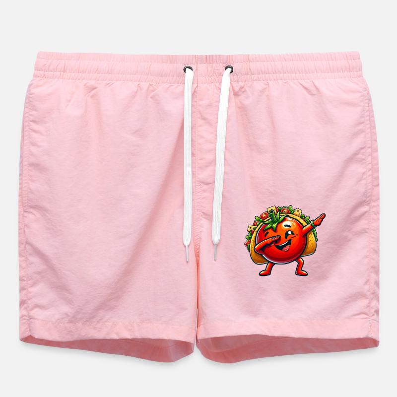 Taco mit Tomate Dabbing Comic - Badeshorts - Pink