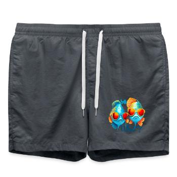 Colorful fish with sunglasses - Swim Trunks -  - Front