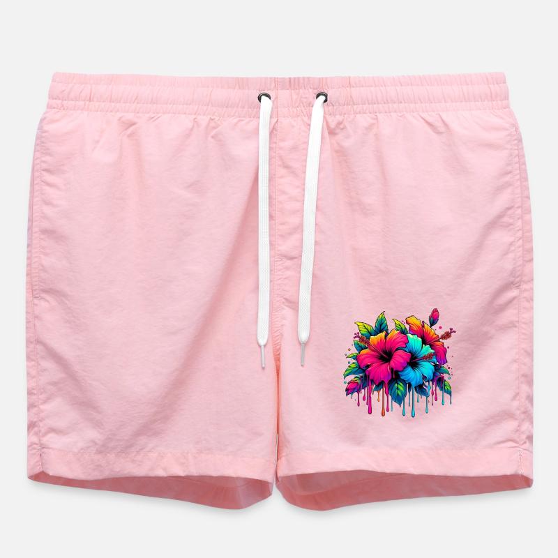 Fleurs d’hibiscus - Short de bain - rose