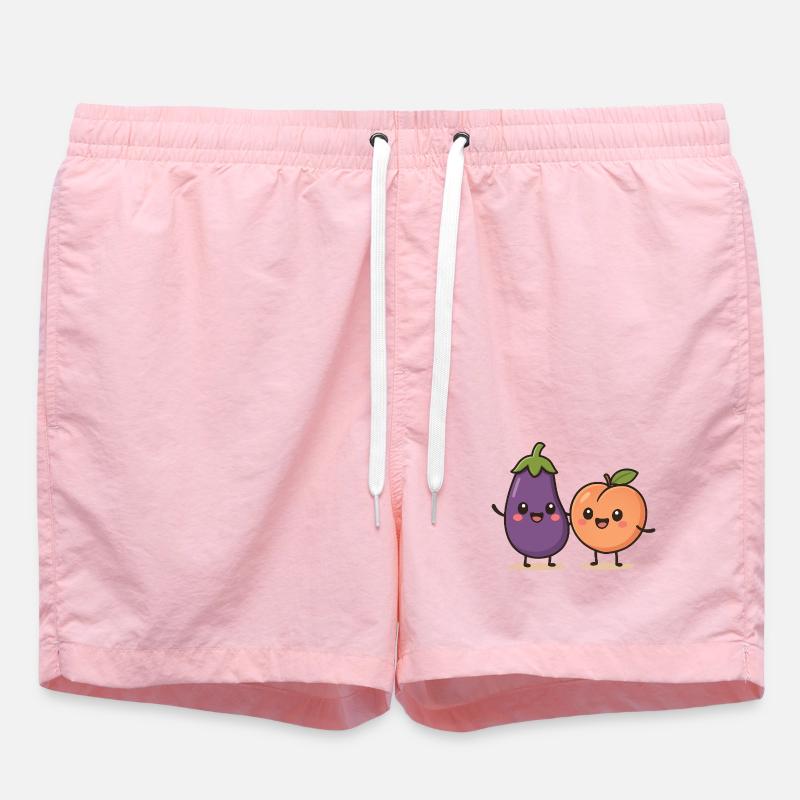 Illustration mignonne d’aubergine et de pêche - Short de bain - rose