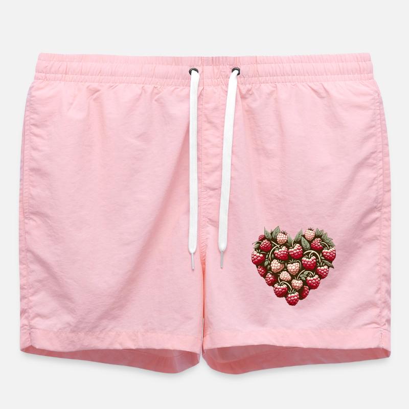 Raspberry Heart Pattern - Swim Trunks - pink