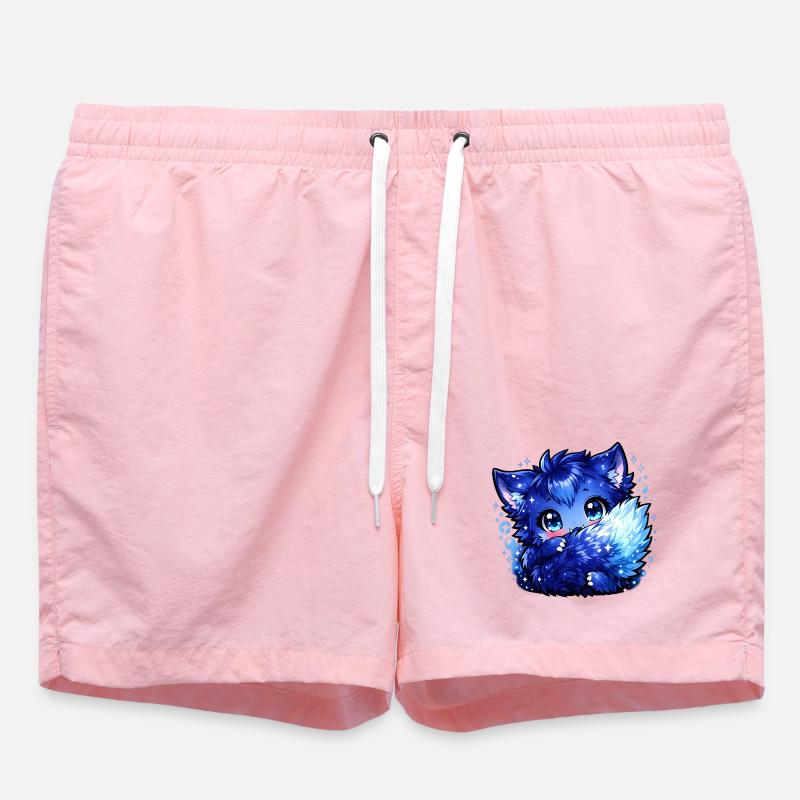 Blauer Eisfuchs Chibi-Design - Badeshorts - Pink