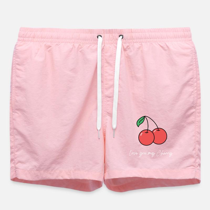 Deux cerises avec un message d’amour - Short de bain - rose