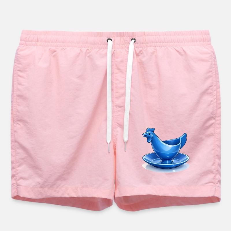 Blauer DDR Eierbecher Huhn Fanart, Ostalgie - Badeshorts - Pink