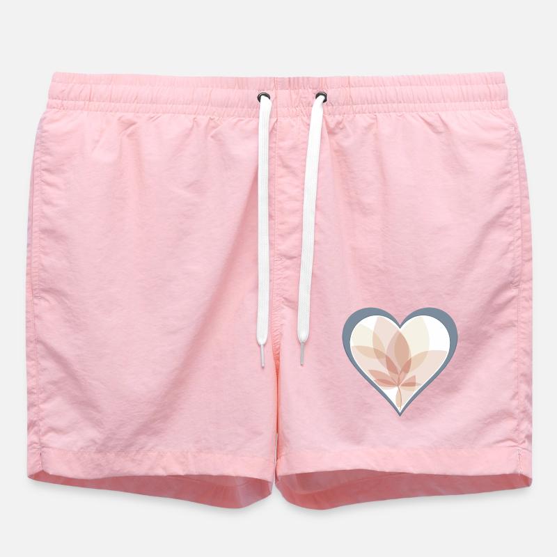 Cœur pastel avec superposition de feuilles - Short de bain - rose